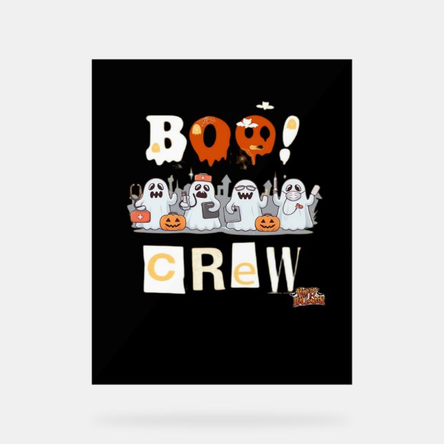 Halloween Nurses Boo Crew Classic T - Shirt Acrylschild (Vorderseite)