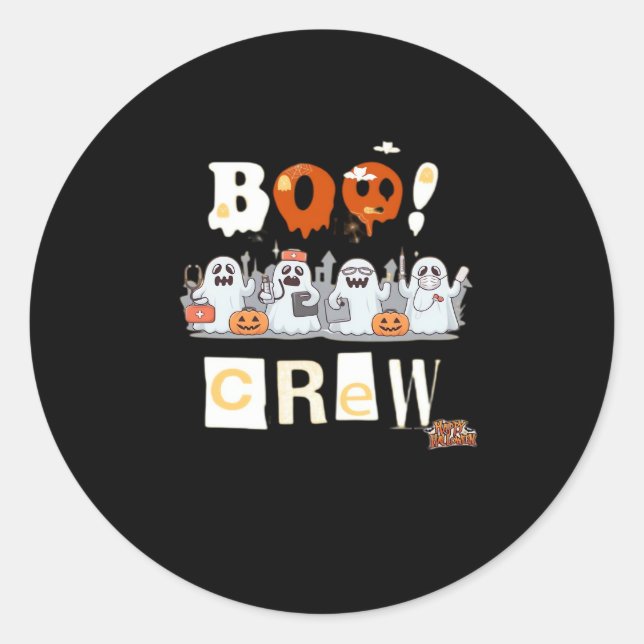 Halloween Nurses Boo Crew Classic T - Shirt Runder Aufkleber (Vorderseite)