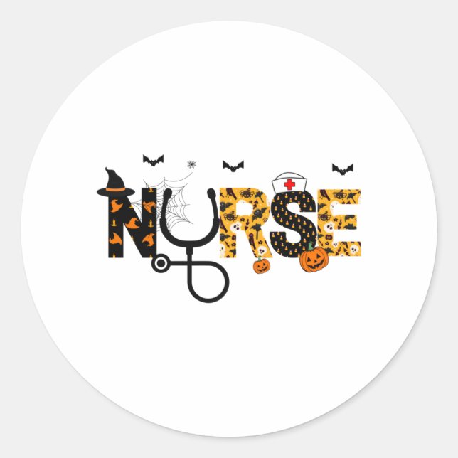 Halloween Nursing Runder Aufkleber (Vorderseite)