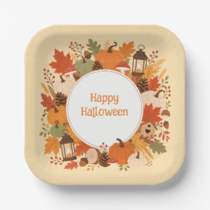 Halloween oder Herbstlaub Kürbisse Pappteller