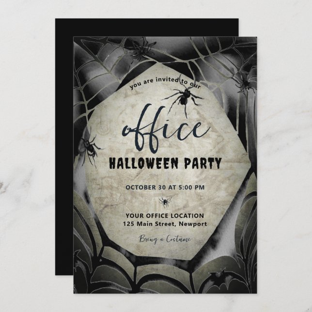 Halloween Office Party Business Corporate Spiders Einladung (Vorne/Hinten)