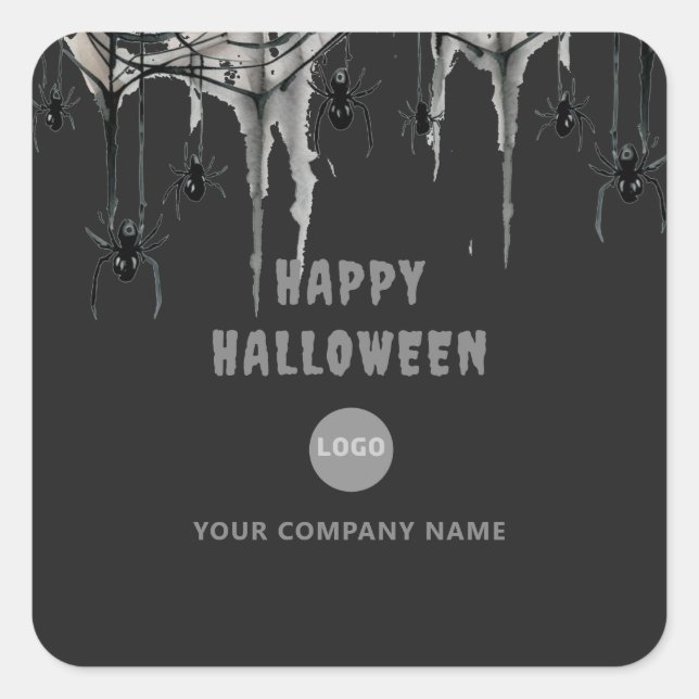 Halloween Office Party Business Corporate Web-Logo Quadratischer Aufkleber (Vorderseite)