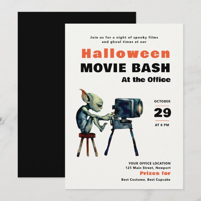 Halloween Office Party Business Movie Bash Gremlin Einladung (Vorne/Hinten)