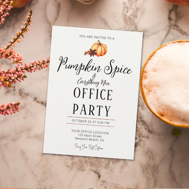 Halloween Office Party Fun Team Pumpkin Gewürz Nic Einladung (Halloween office party invitation business corporate pumpkin spice everything nice minimalist modern)