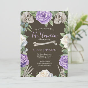 Halloween Office Party Rose und Schädel Einladung