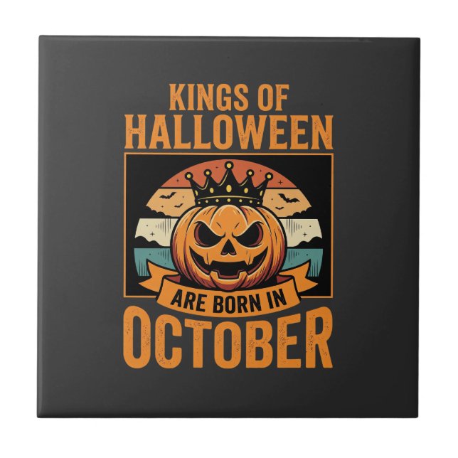 Halloween Oktober Kürbiskönig Geburtstagsdesign Fliese (Vorderseite)