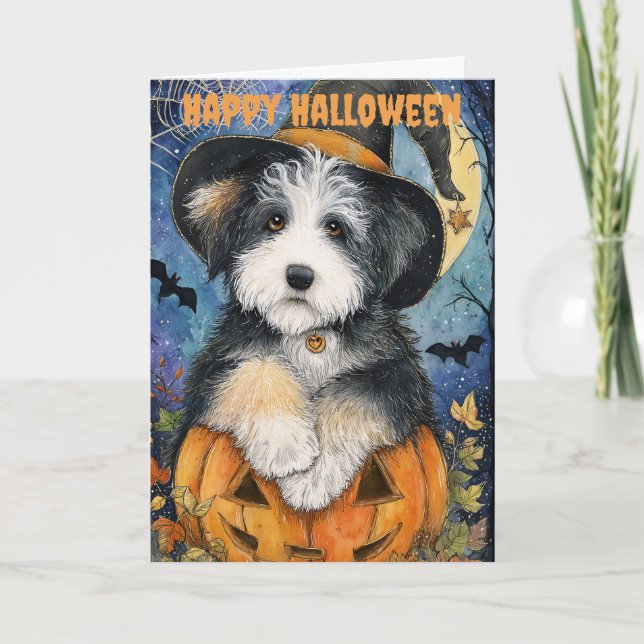 Halloween Old English Sheepdog Dog Feiertagskarte (Vorderseite)