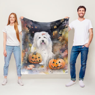 Halloween Old English Sheepdog mit Pumpkins Beängs Fleecedecke