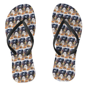 Halloween Old English Sheepdog mit Pumpkins Beängs Flip Flops