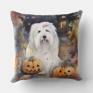 Halloween Old English Sheepdog mit Pumpkins Beängs Kissen