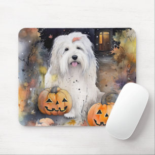 Halloween Old English Sheepdog mit Pumpkins Beängs Mousepad