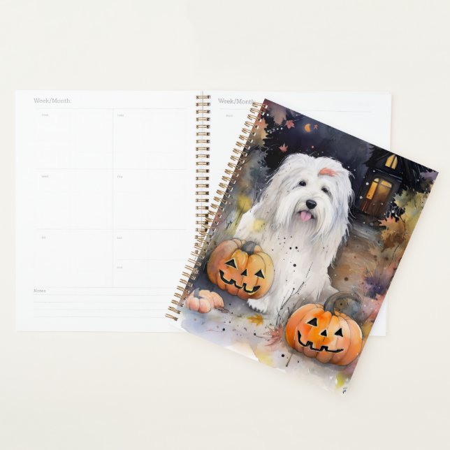 Halloween Old English Sheepdog mit Pumpkins Beängs Planer (Anzeige)