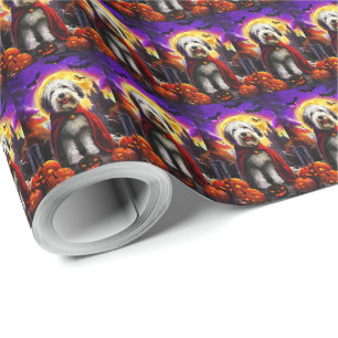 Halloween Old English Sheepdog Vampire Pumpkins Geschenkpapier