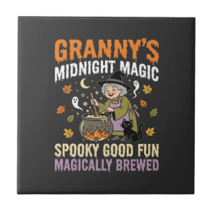 Halloween-Oma-Kessel-Magie Fliese