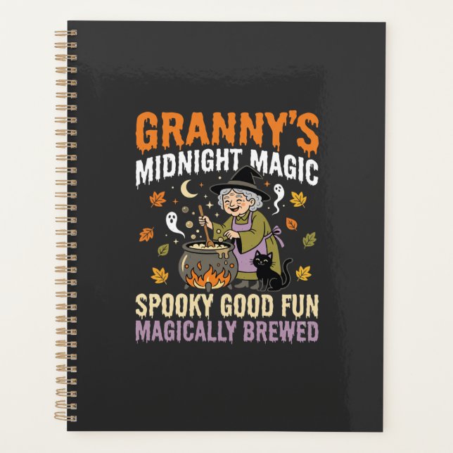 Halloween-Oma-Kessel-Magie Planer (Vorderseite)