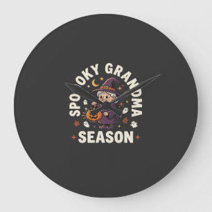 Halloween-Oma-Magie Große Wanduhr