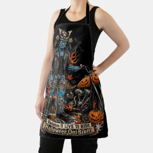 Halloween-Oni-Biker, blauer Dämon-Biker-Kürbis Schürze