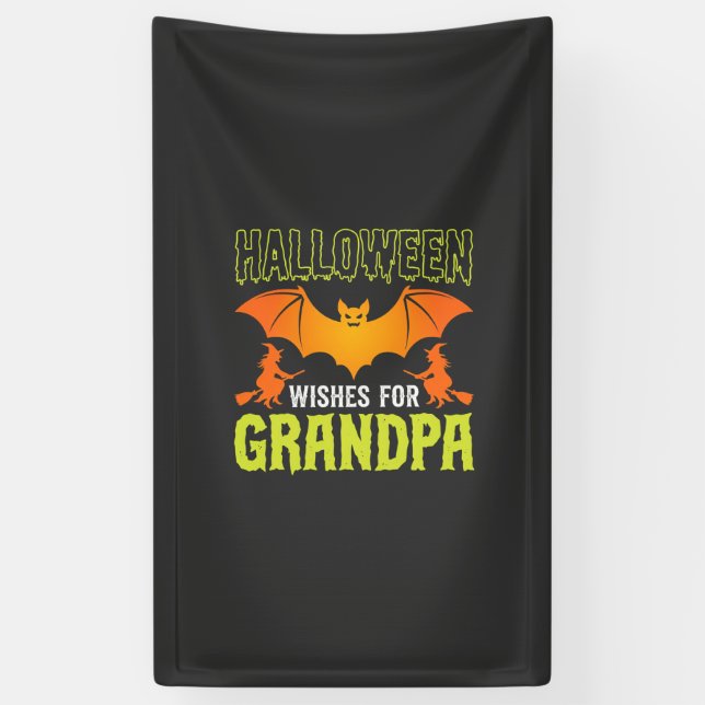 Halloween Opa Fledermaus Hexe Wünsche Banner (Vertikal)