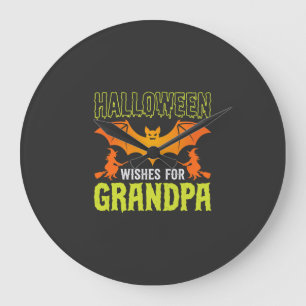 Halloween Opa Fledermaus Hexe Wünsche Große Wanduhr