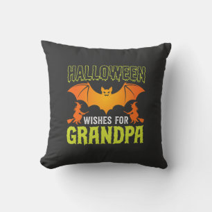 Halloween Opa Fledermaus Hexe Wünsche Kissen