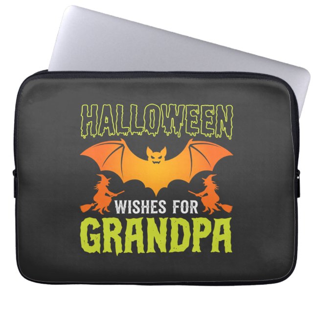 Halloween Opa Fledermaus Hexe Wünsche Laptopschutzhülle (Vorderseite)
