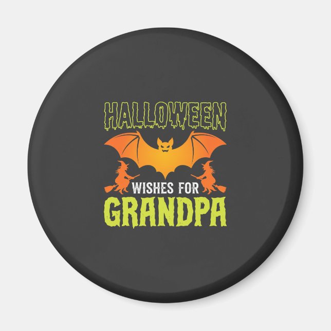 Halloween Opa Fledermaus Hexe Wünsche Magnet (Vorne)