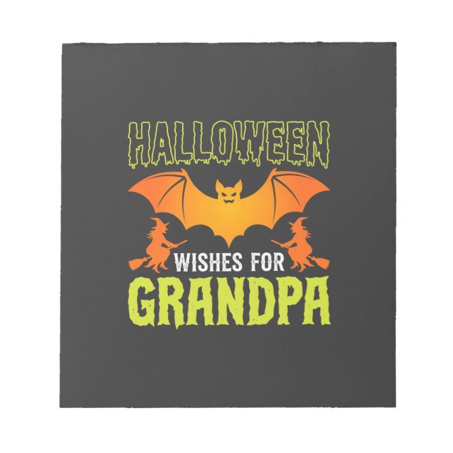 Halloween Opa Fledermaus Hexe Wünsche Notizblock (Vorderseite)