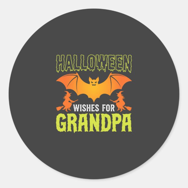Halloween Opa Fledermaus Hexe Wünsche Runder Aufkleber (Vorderseite)