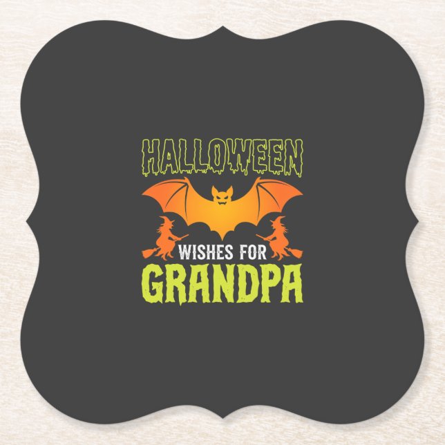 Halloween Opa Fledermaus Hexe Wünsche Untersetzer (Vorderseite)
