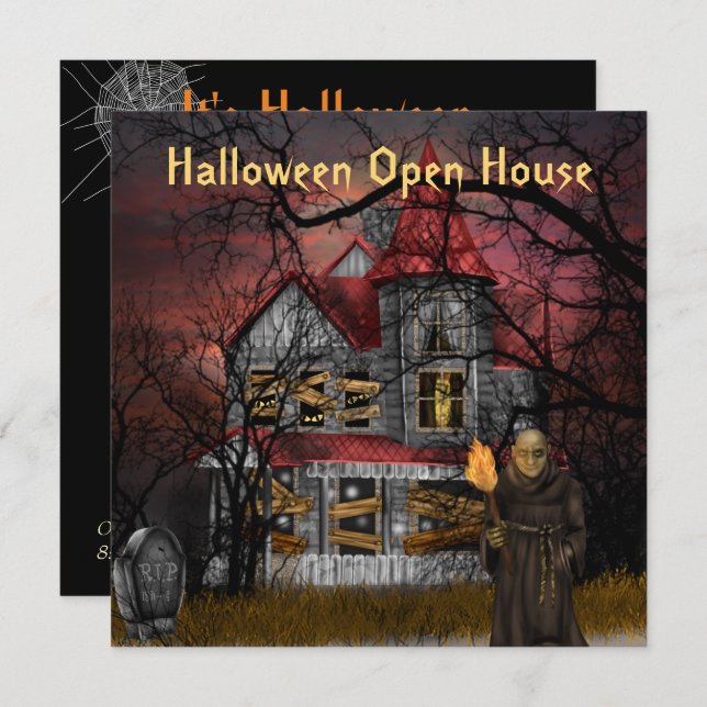 Halloween Open House-Party Einladung (Vorne/Hinten)