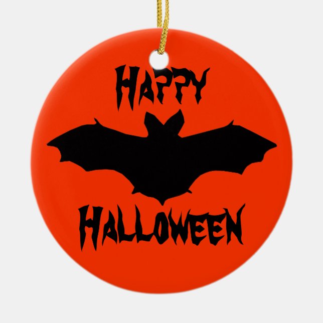 Halloween Orange Black Bat Ornament (Vorne)