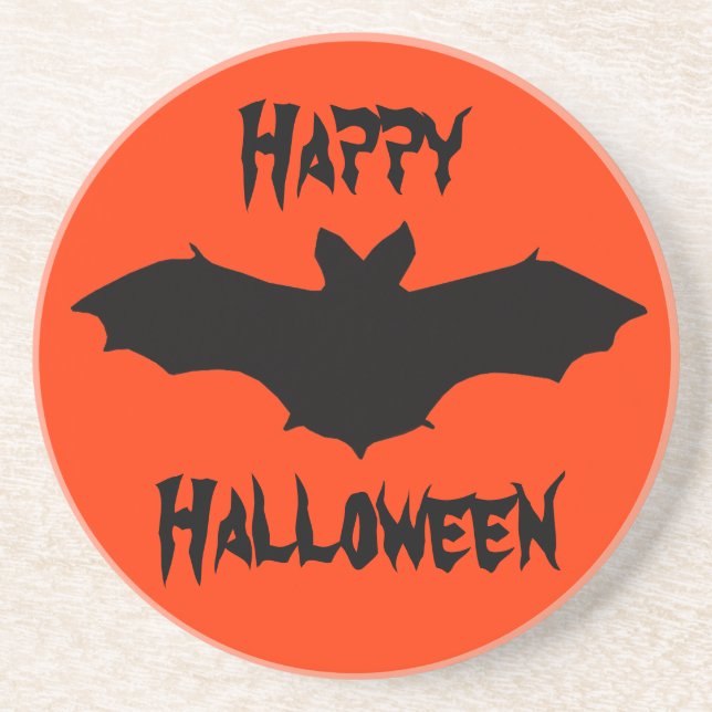 Halloween Orange Black Bat Untersetzer (Vorne)