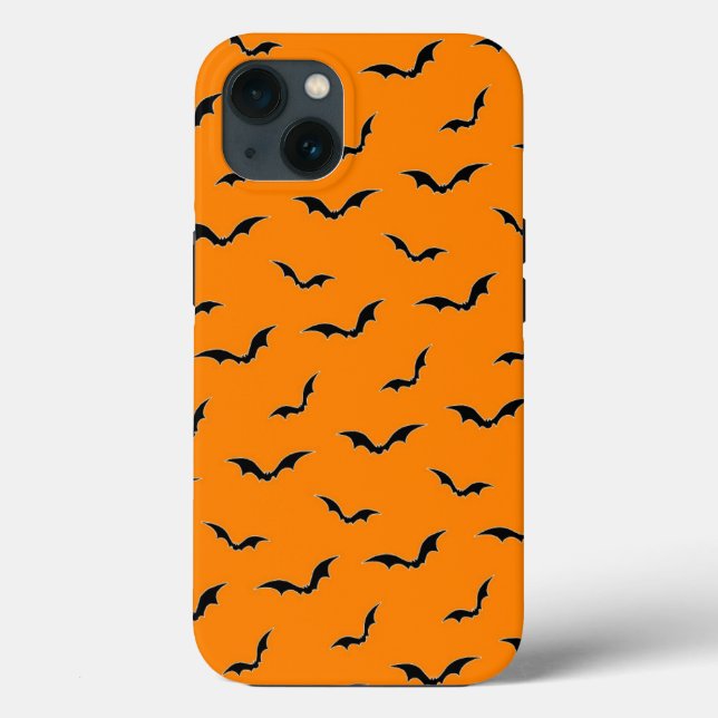 Halloween Orange & Black Bats Flying Pattern Case-Mate iPhone Hülle (Rückseite)