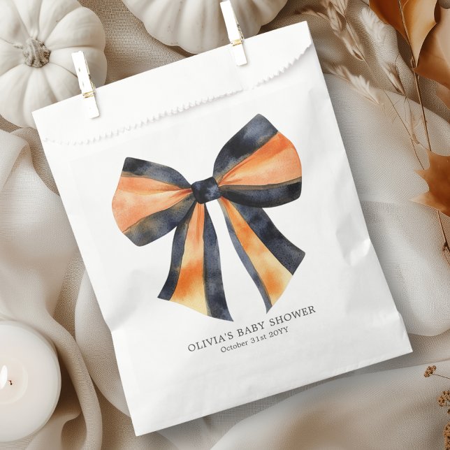 Halloween Orange Black Coquette Bow Babydusche Geschenktütchen (Von Creator hochgeladen)