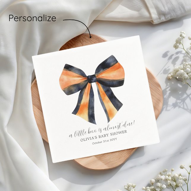 Halloween Orange Black Coquette Bow Babydusche Serviette (Von Creator hochgeladen)