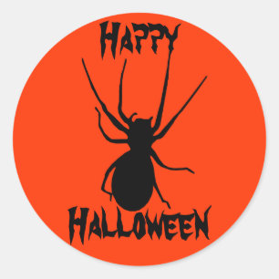 Halloween Orange Black Creepy Spider Stickers