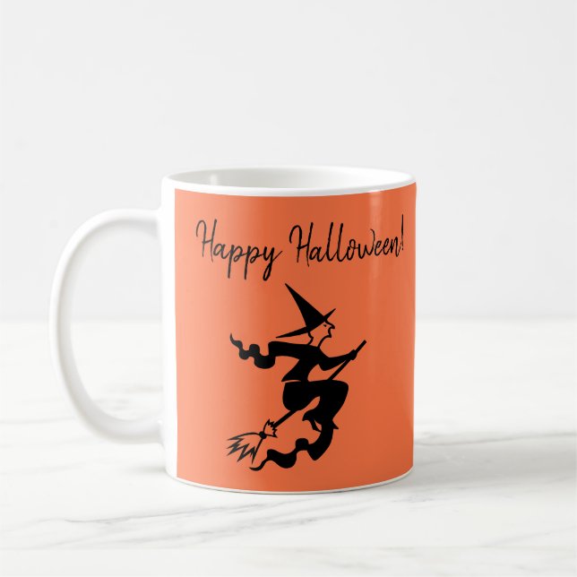 Halloween Orange Black Hexe Tasse (Links)