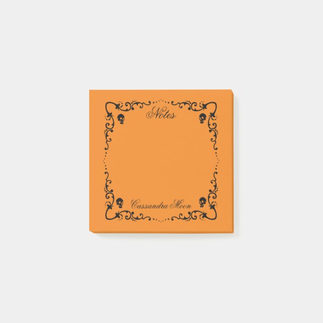 Halloween Orange & Black Magorder Personalisiert Post-it Klebezettel (Vorderseite)