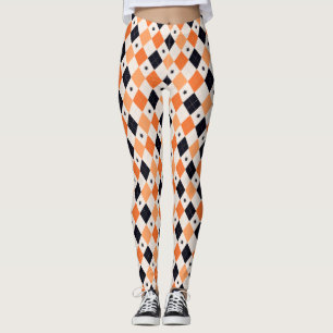 Halloween Orange & Black Spiding Raute Muster Leggings