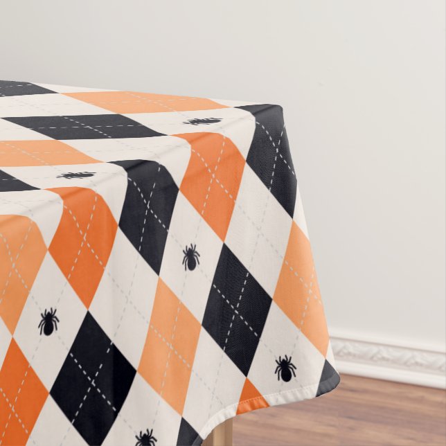 Halloween Orange & Black Spiding Raute Muster Tischdecke (Beispiel)