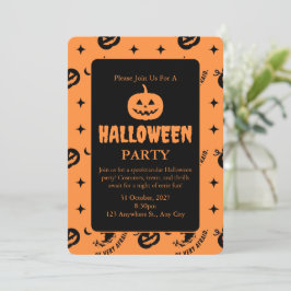 Halloween Orange Black Spooky Pumpkin Hexe Einladung