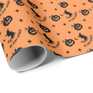 Halloween Orange Black Spooky Pumpkin Hexe Geschenkpapier