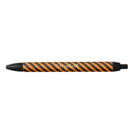 Halloween Orange Black Stripes Monogramm Stilvoll Kugelschreiber