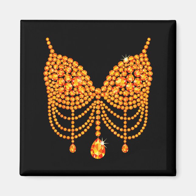 Halloween Orange Bra Design Costume Show Girls  Magnet (Vorne)
