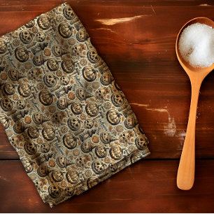 Halloween orange braun grau stilvoll geschirrtuch