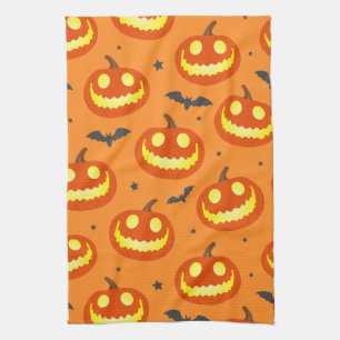 Halloween Orange Cartoon Pumpkin Pattern Geschirrtuch