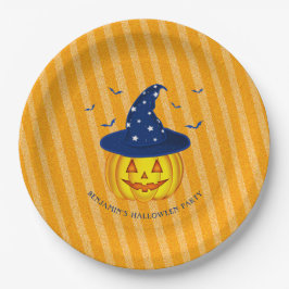 Halloween Orange Funkelnd Stripes Pumpkin Pappteller