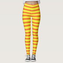 Halloween Orange, Gelb Strips Leggings