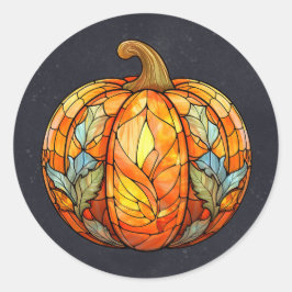 Halloween Orange Glass Pumpkin Runder Aufkleber