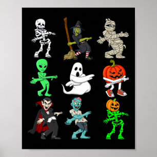 Halloween Orange Justice Monsters Skeletts Boys Gi Poster